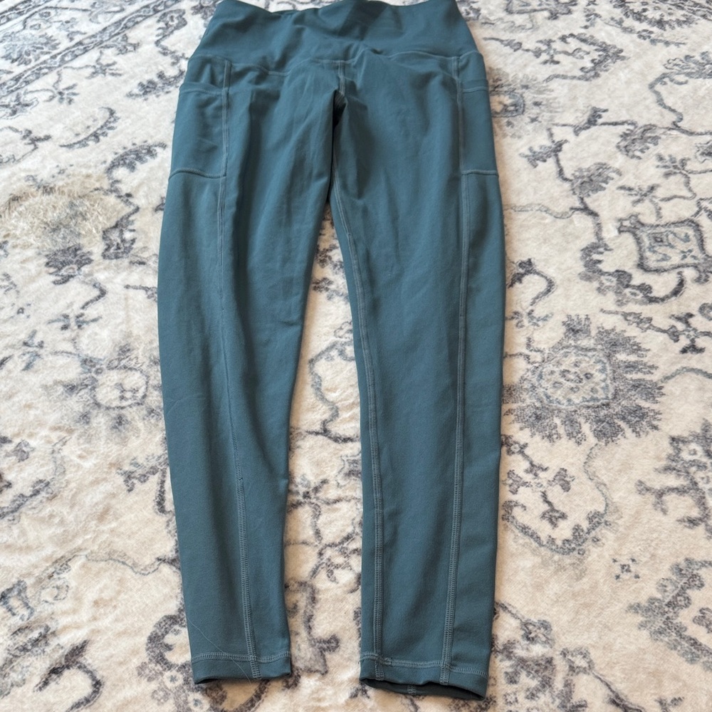 Teal High-Waisted Leggings with Pockets
